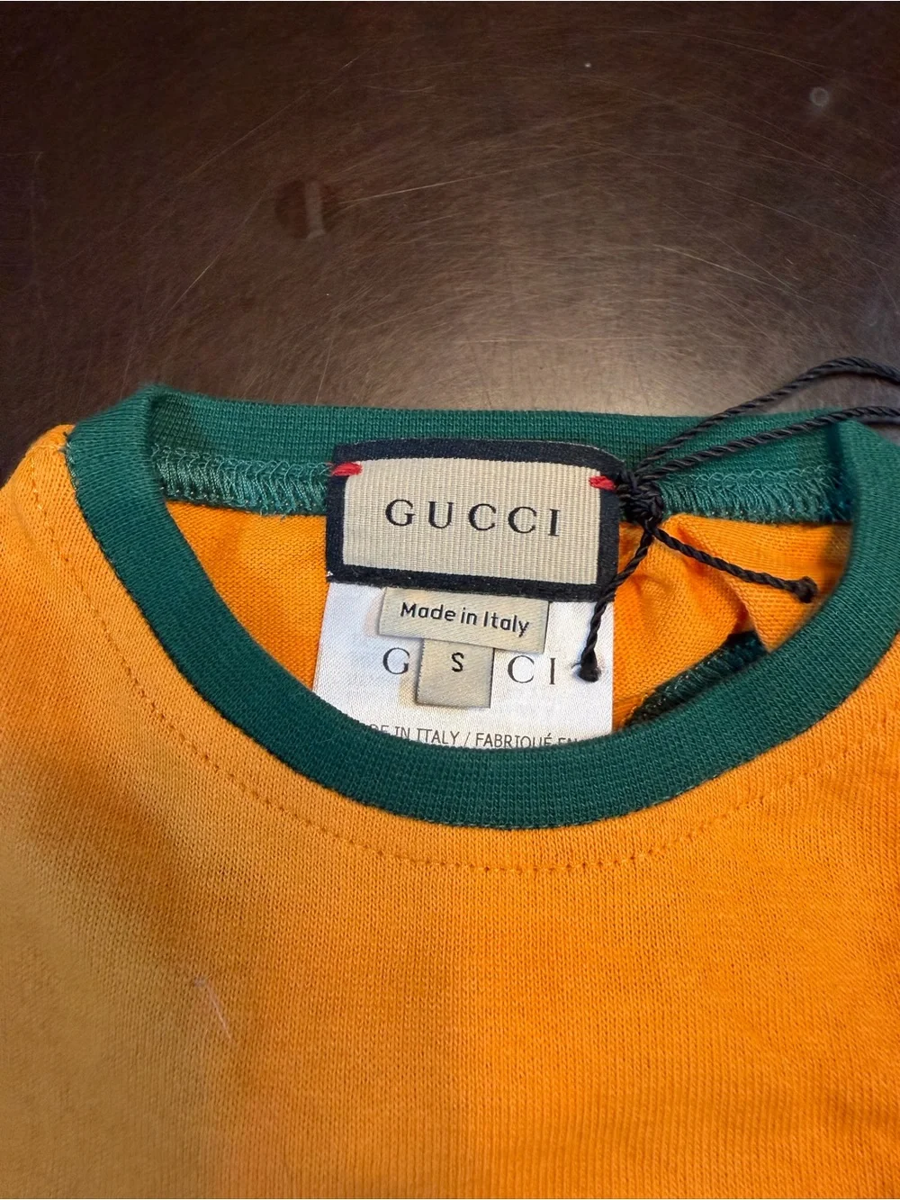 New Authentic Gucci GG Logo Dog Shirt Clothes Gold Green Size S